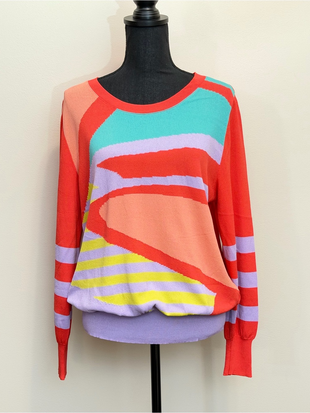 Aldo Martins Ceibo Abstract Print Crewneck Sweater Women M? 70 Boho Retro Bright